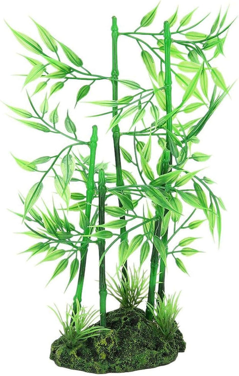 Aquarium Bamboo Plant, Artificial Green Leaf Plant, Water Grass Aquatic Plastic Ornament for Landscape Decor