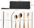 Portable Travel Utensils, 9 Pieces Reusable Silverware Set with Case, Stainless Steel Flatware for Camping Picnic (Rose
