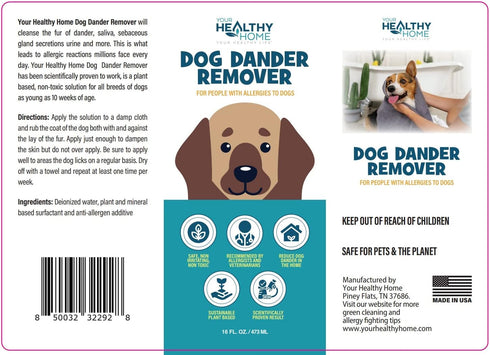 Dog Dander Remover & Allergy Relief Spray, All Natural Treatment for Dog Allergies, Vet Recommended (16oz)