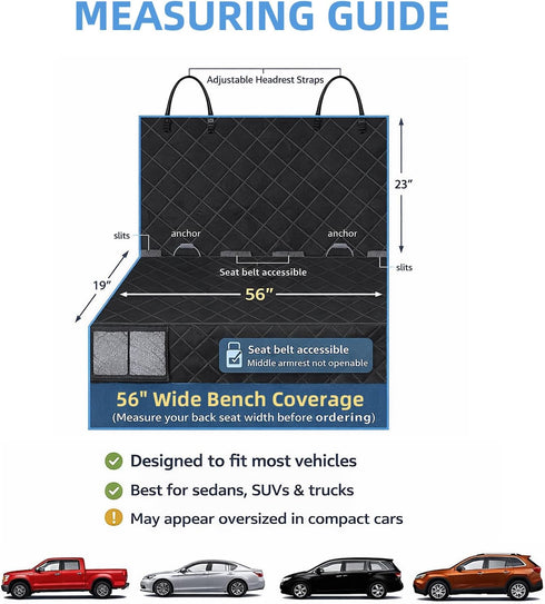 Bark Lover Deluxe More Durable Waterproof Backseat Protector, High Heat Resistant and Nonslip Back Seat Cover for Dogs