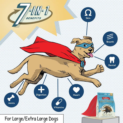 The Missing Link Smartmouth Vet Developed Dental Chew Treats, 7-in-1 Benefits for Large/Extra Large Dogs (50-100lb+),