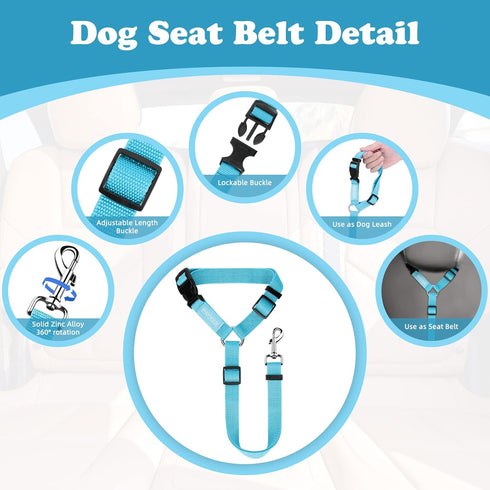 BWOGUE Pet Dog Cat Seat Belts, Adjustable Car Headrest Restraint Safety Leads Vehicle Seatbelt Harness (1 Pack)