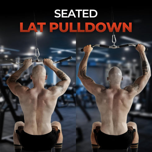 Yes4All Wide Grip Curl LAT Pull Down Bar Attachments, Rubber Handgrips for Cable Pulley System Machine