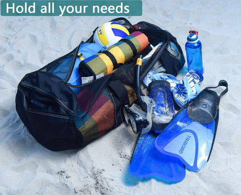 XXL Mesh Dive Bag for Scuba or Snorkeling, Extra Large Beach Tote with Zipper Pockets, Ideal for Pool Trip