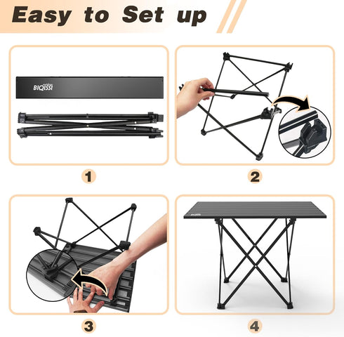 Portable Camping Table, Compact Aluminum Side Table with Carrying Bag for Hiking, Camping, Picnicking, BBQ