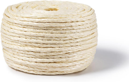 Pelzin Natural Sisal Rope for Cat Scratcher, 1/4 Inch by 50 Feet, Replacement Twine for Cat Tree, Scratch Post, DIY