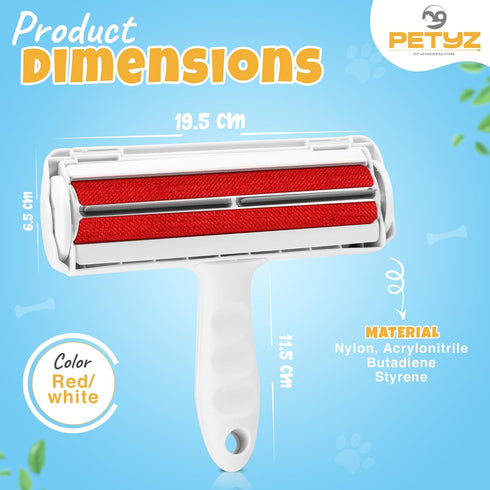 Pet Hair Remover and Reusable Lint Roller - Cat and Dog Hair Remover for Furniture, Couch, Carpet, Car Seats, Clothing and Bedding - Portable, Multi-Surface Fur Removal Tool