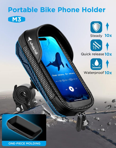 Whale Fall 360° Rotatable Bike Phone Holder, Waterproof Bike Phone Mount for Handlebar Bag, Accessories for Phones