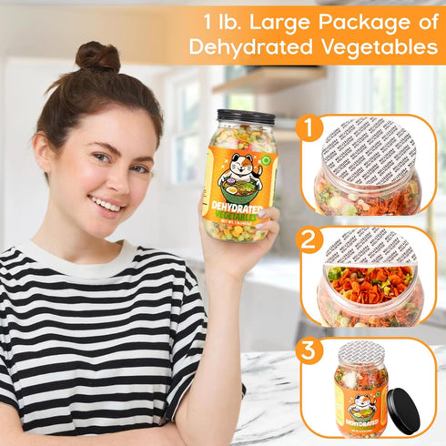 Egcina 16OZ 100% Packaging 6 Dehydrated Freeze Dried Vegetables - Natural Large Ramen Toppings, Mixed Vegetable Flakes