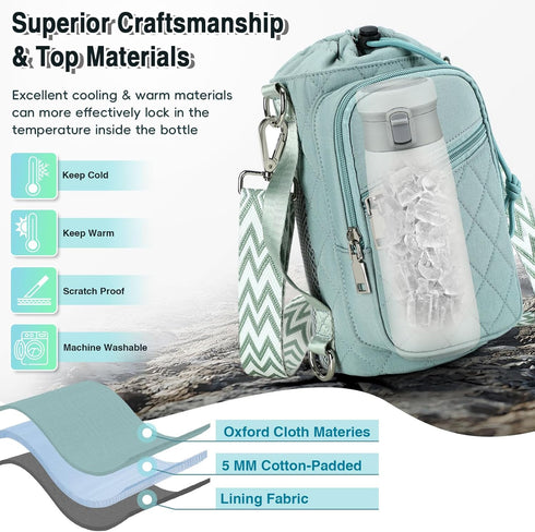 Crossbody Water Bottle Holder Bag with Strap for Hiking and Cycling - AGLOD