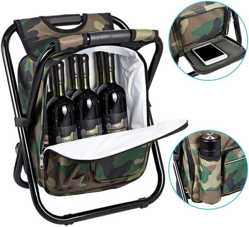 FCFKUK 3 in1 Backpack Backpack Bright starl Upgraded Large Size Multifunction Fishing Chair, Portable Hiking Camouflage