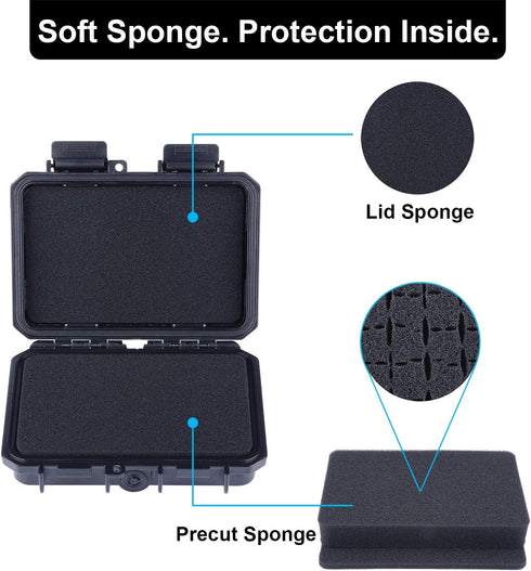 Lykus HC-1410 Mini Hard Case Dry Box with Foam Insert, Interior Size 5.5x3.5x1.5 inch, IP66 Splash-Proof