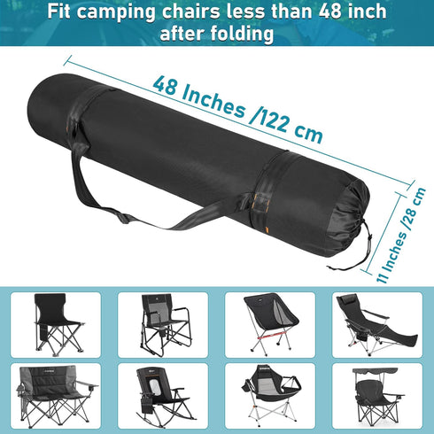 48 Inch Camp Chair Replacement Bag Outdoor Folding Chair Carrying Bag with Shoulder Strap Heavy Duty Chair Bag