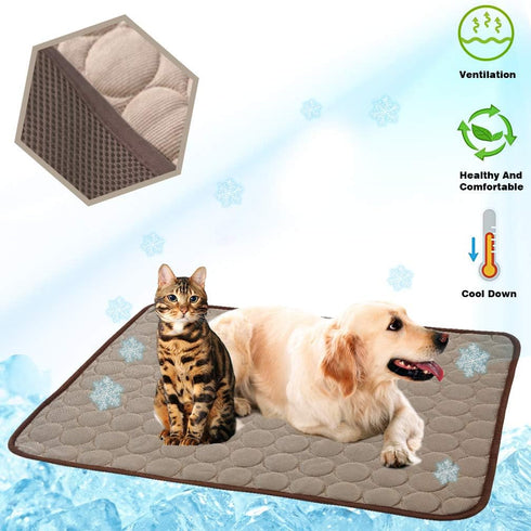 Washable Ice Silk Dog Cooling Mat, Self Cooling Pad Blanket for Dogs, Indoor & Outdoor Car Seats