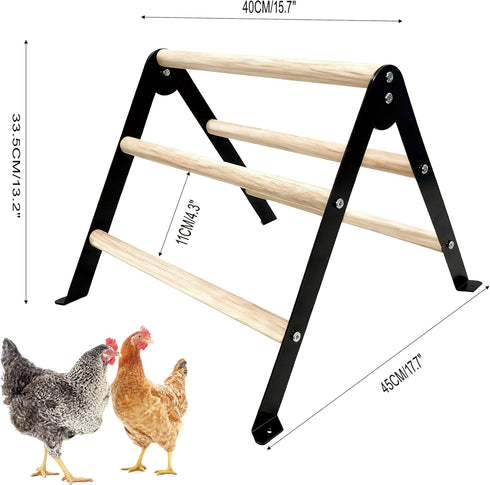 XINYI Parrot,15.7"L 17.7"W 13.2"H Baby Chick Perch Toys for Coop, Metal Stand with Natural Wooden Roosting