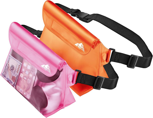 HEETA Waterproof Pouch with Waist Strap - 2/3/4 Pack Screen Touchable Dry Bag for Kayaking, Swimming, Beach