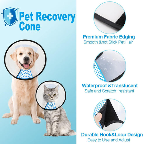 Supet Adjustable Dog Cone Collar for After Surgery, Comfortable Recovery Collar for Large Medium Small Dogs