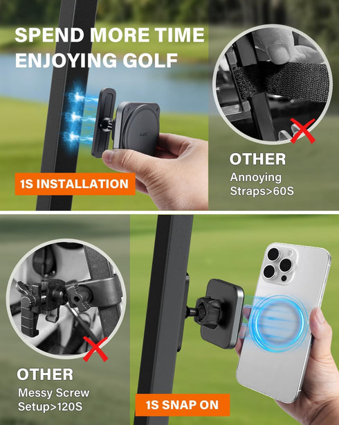 A2C 12-17 Upgraded Magnetic Golf Cart Phone Holder, Golf Accessories for Men, Unique Golf Gifts for Golfer Lover
