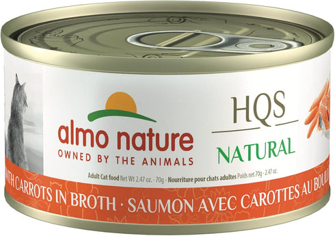 almo nature HQS Natural - Salmon with Carrots in Broth Grain Free Wet Cat Food (24 Pack of 2.47 oz Cans)