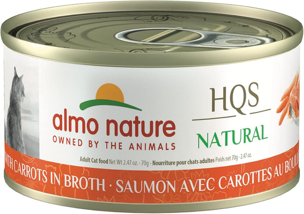 almo nature HQS Natural - Salmon with Carrots in Broth Grain Free Wet Cat Food (24 Pack of 2.47 oz Cans)