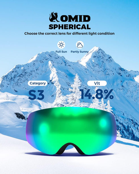 OMID Kids Ski Goggles - Anti-fog UV Protection Snowboard Goggles for Boys and Girls