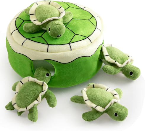 Hollypet Squeaky Dog Toy, Interactive Plush Hide and Seek Toy for Small Medium Dogs, Puppy Teeth Cleaning Turtles