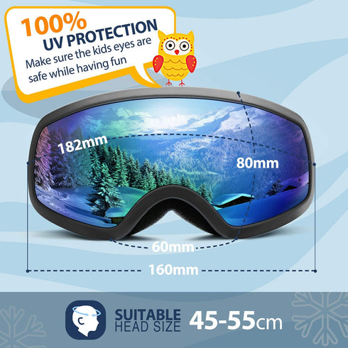Kids Snow Ski Goggles, Ski Goggle for Youth Teens Boys and Girls Ages 5-14