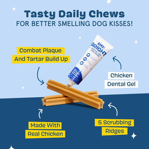 30 Barkbox Bright Original Dog Dental Kit, Teeth Cleaning Chew Sticks & Toothpaste - Small Breeds
