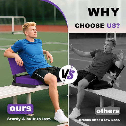 Fragess Bleacher seat, Stadium Seats with Back Support and Thick Cushion, Bleacher Chairs with Shoulder Strap and Side