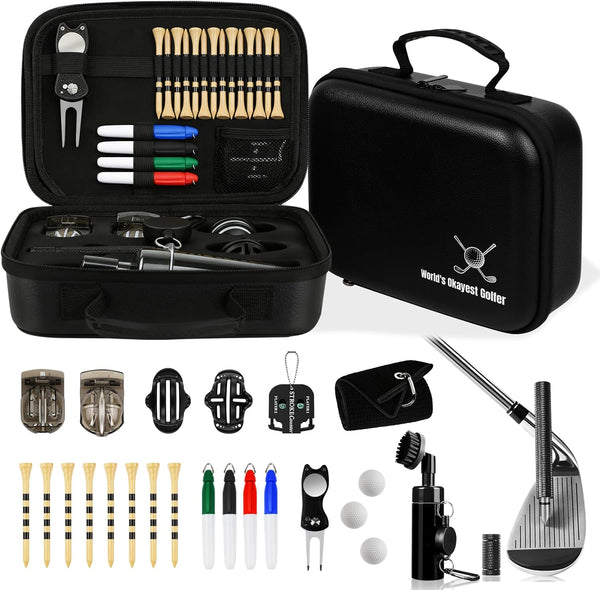 Nvobghdi 30Pcs Golf Accessories Kit with Towel, Club Brush & Groove Cleaner, Golf