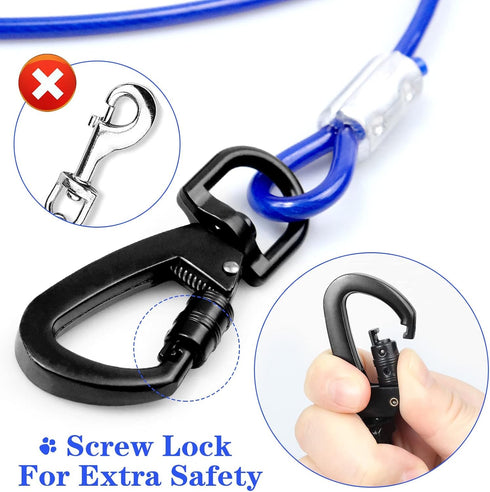 100FT Tie Out Cable for Dogs, Heavy Duty Chew Proof Dog Leads for Large Dogs Up to 250lbs, Durable Runner for Yard or