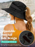 Sun Hat with Ponytail Hole for Women, UPF50+ Waterproof Beach Bucket Safari Hiking Hat for Sun Protection