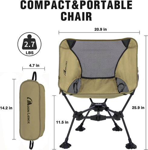 Backpacking Beach,330 lbs MOON LENCE Portable Camping ChairLightweight Hiking Chairs,Compact,Foldable,with Anti-Sinking