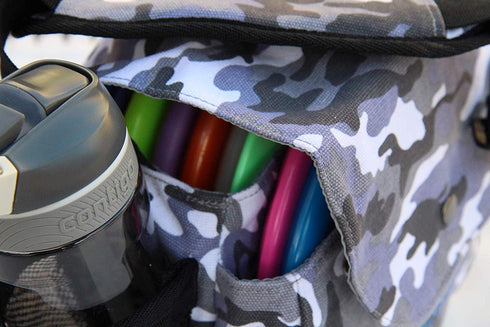 Kestrel Black Disc Golf Bag, Fits 6-10 Golf Discs + Bottle, Durable Canvas, Small Sling/Shoulder Bag