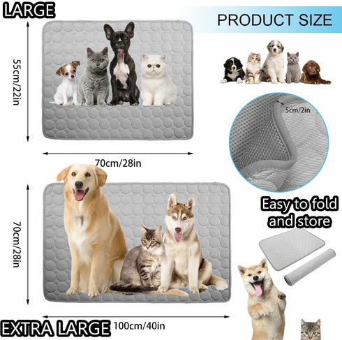 SOMOYA Dog Self Cooling Mat, Washable Pet Blanket for Hot Weather Sleeping Kennel, Ice Silk Sleep Mat Pad for Large