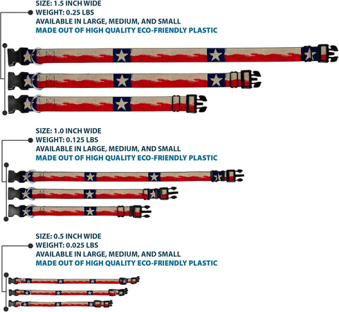 Buckle-Down Plastic Clip Collar - Texas Flag CLOSE-UP Distressed Painting - 1" Wide, Fits 15-24" Neck