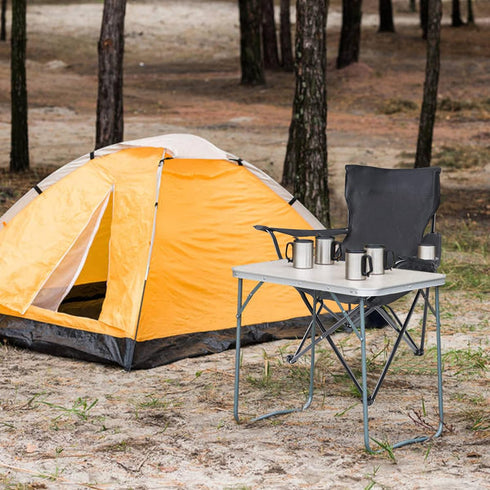 YSSOA XL Portable Black Folding Camping Chair with Armrest