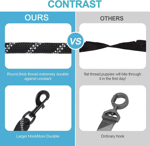 3 Dog Leash No Tangle - Heavy Duty Multiple Dog Lead with Shock Absorbing Bungee and Padded Handle for Medium & Large