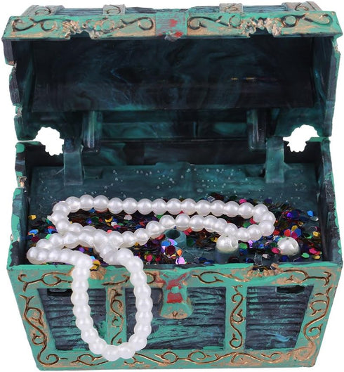 Fdit Aquarium Decorations, Artificial Decorative Treasure Jewelry Box Ornament for Fish Aquarium Landscape Decoration (Green)