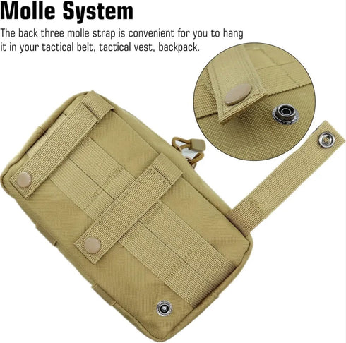 Tactical Molle Pouch, Multi-Purpose EDC Admin Utility Pouch for Outdoor, Hunting, Traveling, Hiking