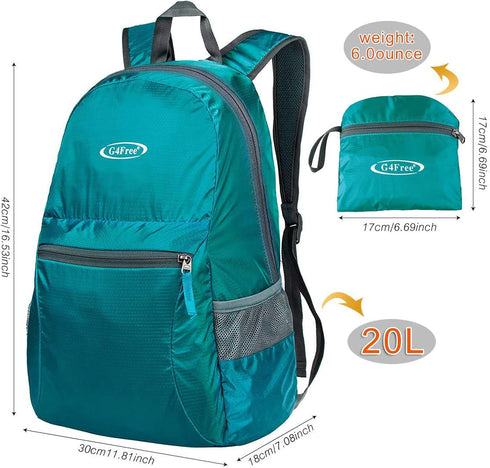 G4Free 20L Lightweight Packable Backpack - Travel Hiking Daypack for Men and Women