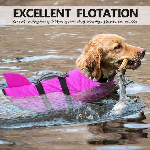Ripstop Dog Life Jacket Shark Life Vest for Dogs, Safety Lifesaver with High Buoyancy for Small and Medium Breeds (Rose