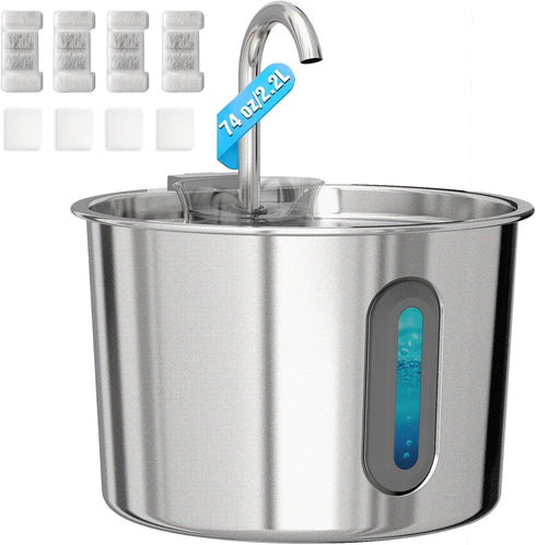 Cat Water Fountain, 74oz/2.2L Cat Fountain for Drinking - Pet Water Fountain