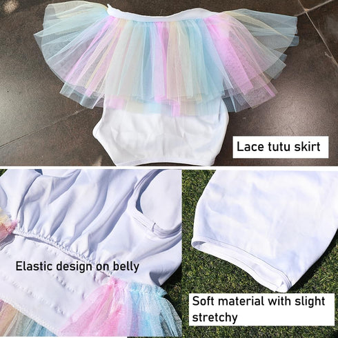 ANIAC White Dog Dress, Summer Clothes for Small Dog Girl, Spring Puppy Princess Dress, Cat Outfit, Rainbow (Large,
