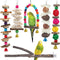 Bird Perch Bird Toys, 6 Pack Wooden Chew Toys, Cage Accessories for Parakeet, Conure, Cockatiel, Lovebird, Budgie