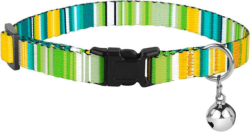 BRONZEDOG Breakaway Nylon Cat Collar with Bell, 2 PCS Aztec Tribal Pattern Safety Collars for Cats