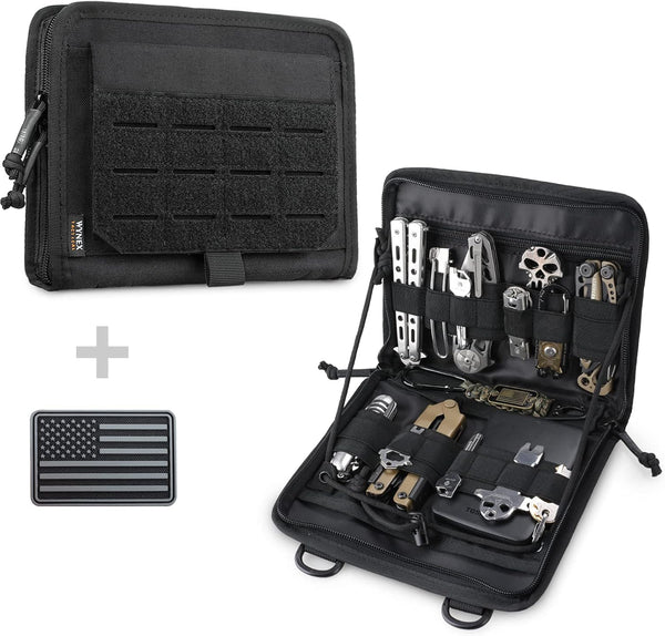 WYNEX Tactical Folding Admin Pouch, Molle Tool Bag with Laser-Cut Design, Utility Organizer EDC Medical Bag, Waist