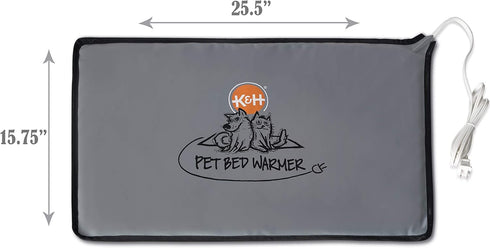 K&H Pet Products Gray X-Large Pet Bed Warmer, Turn Any Dog or Cat Bed Into a Heated Bed, Waterproof Heated Pad