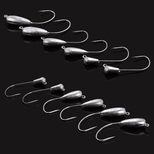 OROOTL Tube Jigs Heads for Bass Fishing, 12pcs Unpainted Teardrop Jig Heads, 3/8oz, 1/4oz, 1/8oz
