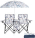 Double Folding Beach Chairs,Portable Double Folding Picnic Chairs Beach Camping Chair W/Umbrella